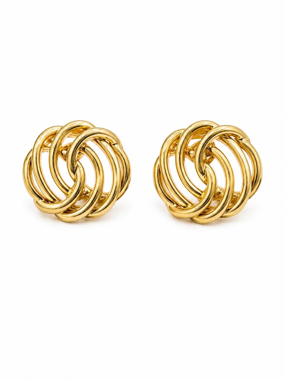 Vintage Monet Gold Tone Knot Stud Earrings